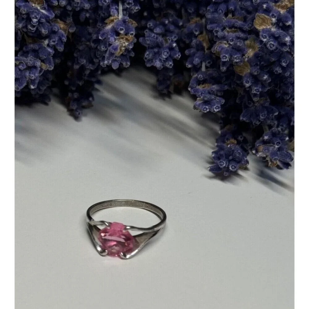 925 STERLING SILVER PINK TOPAZ RING SIZE 5